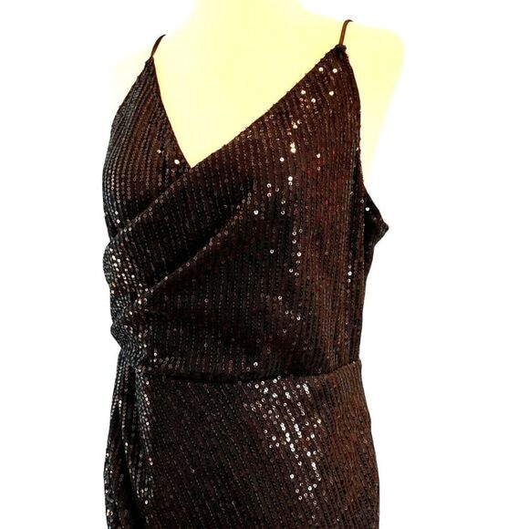 NWT AREA STARS Black Sequin Special Occasion Midi Dress Tulip Hemline L Cocktail - Picture 6 of 12